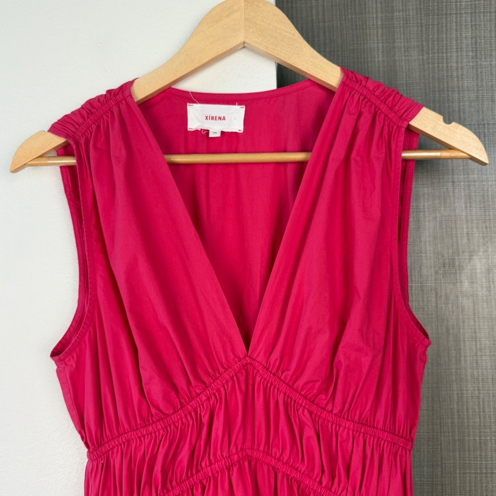 Xirena Cyra Midi Dress Pink Tulip Sleeveless 100% Cotton Empire Waist Size XS - Picture 4 of 11
